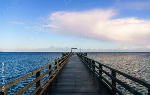 Binz pier with wooden bridge and two-tone water © 44one.de