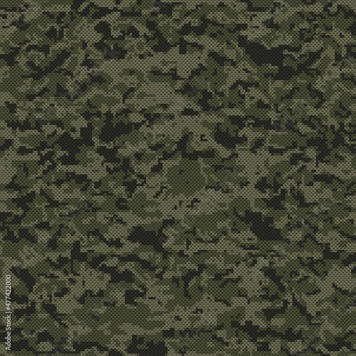 Abstract camouflage, digital seamless pixel pattern, forest texture. Vector illustration.