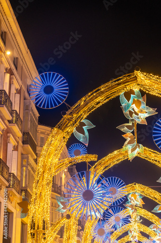 Spectacular lighting on Calle Larios in the center of the city of Malaga at Christmas, Andalusia. Spain