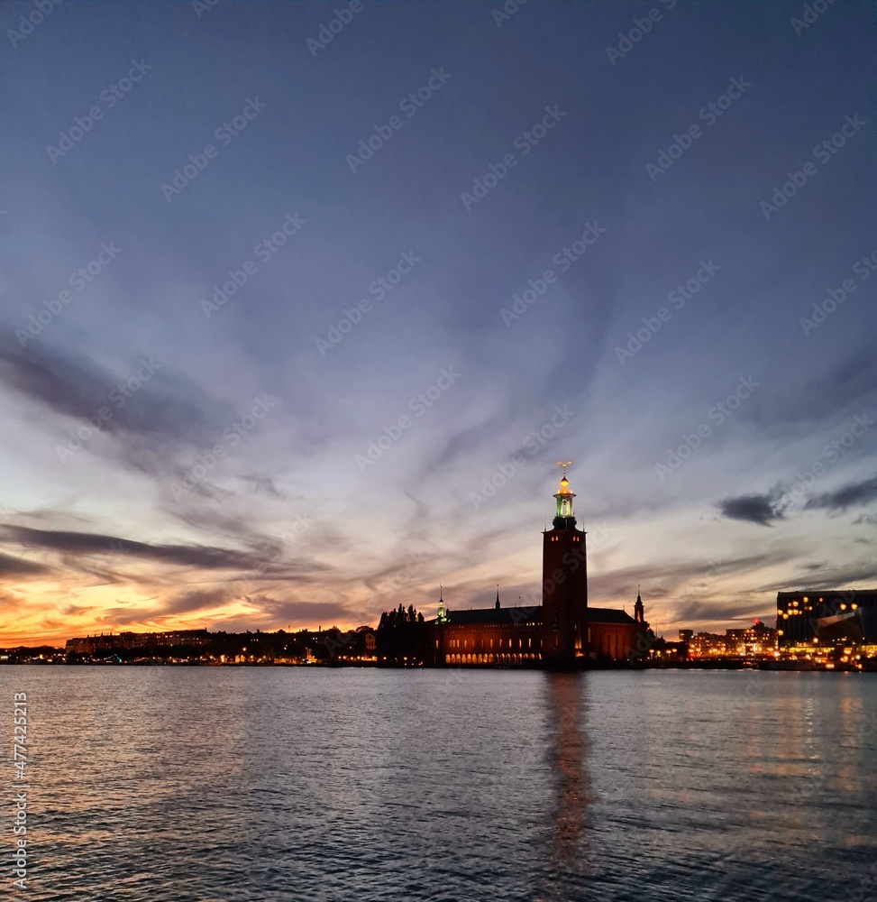 lighthouse at sunset. Stockholm
