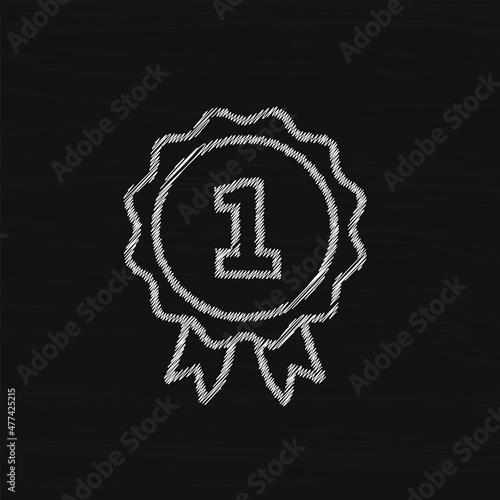 First place medal white sketch vector icon