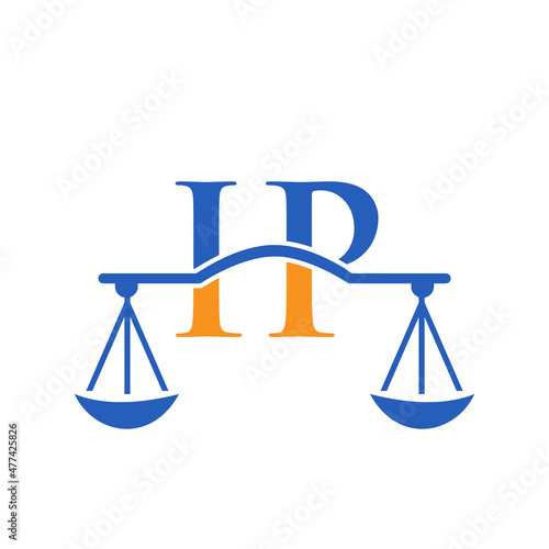 Law Firm Letter IP Logo Design. Lawyer, Justice, Law Attorney, Legal, Lawyer Service, Law Office, Scale, Law firm, Attorney Corporate Business IP Initial Letter Logo Template