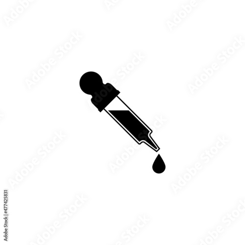 Pipette dropper icon with a drop. Vector illustration and clipart on white background.