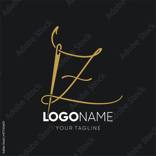 Letter Z Sewing Needle Logo Design Vector Icon Graphic Emblem Illustration photo