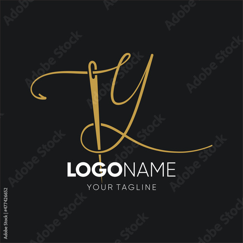 Letter Y Sewing Needle Logo Design Vector Icon Graphic Emblem Illustration