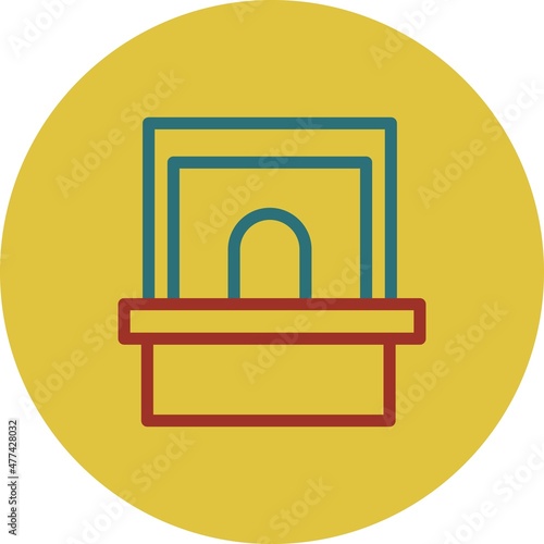 Ticket Office Line Two Color Vector Icon Design