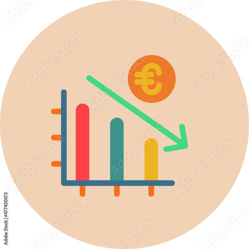 Money Loss Flat Circle Vector Icon Design
