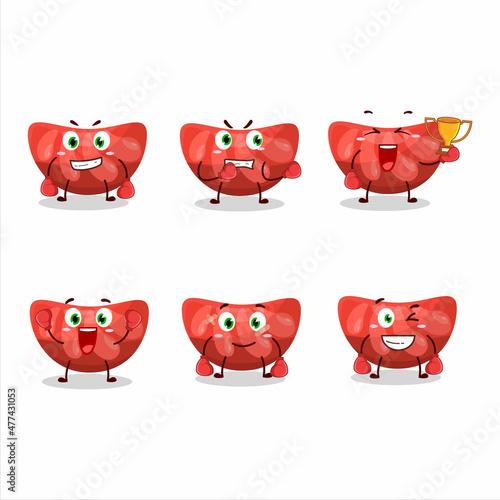 A sporty red orange gummy candy boxing athlete cartoon mascot design