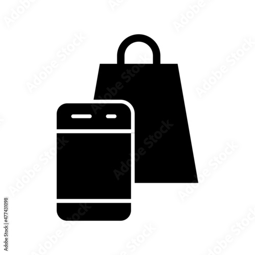 Mobile Shopping Glyph Vector Icon Design photo