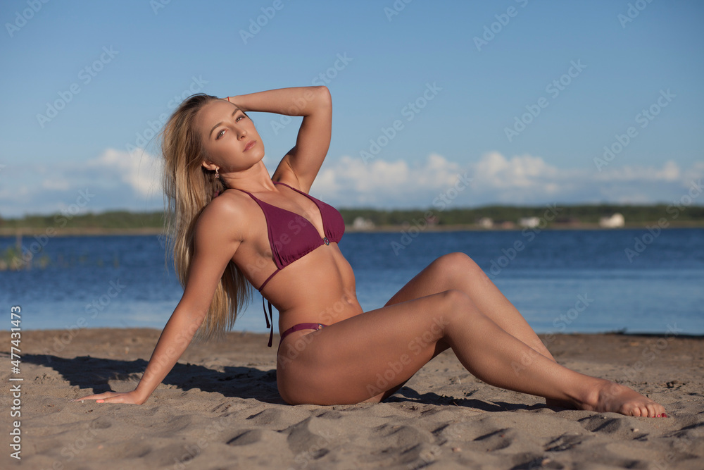 Beautiful woman in bikini on the beach Beautiful woman in bikini on the beach