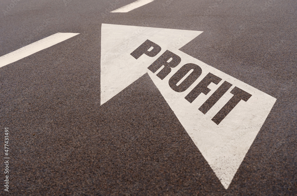 Markings and an arrow with the inscription - PROFIT Markings and an arrow with the inscription - PROFIT