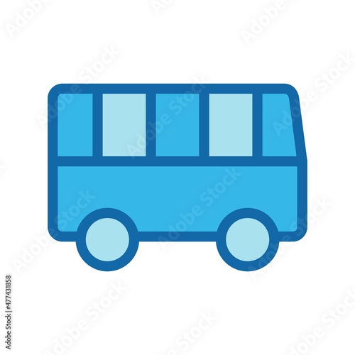 Bus Line Filled Blue Vector Icon Design