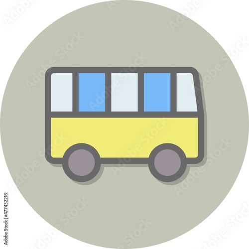 Bus Line Filled Circle Vector Icon Design