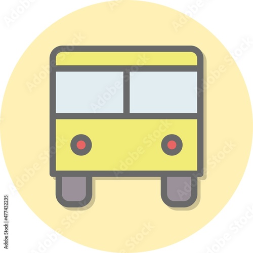  Bus Line Filled Circle Vector Icon Design