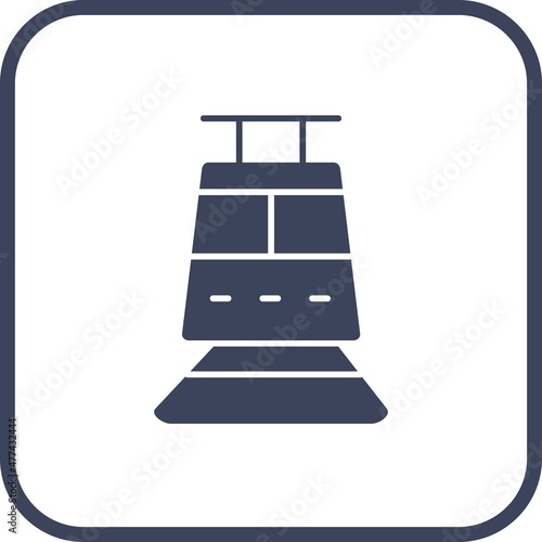 Tram Glyph Round Corner Vector Icon Design