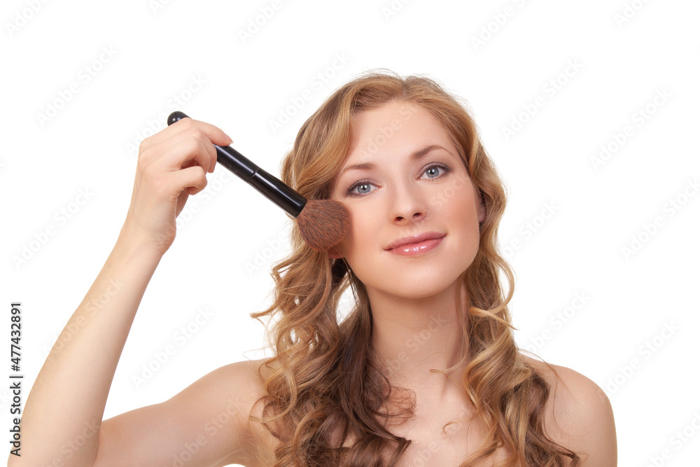 Beautiful woman with makeup brushes Beautiful woman with makeup brushes