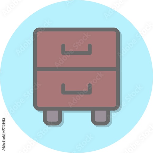 Chest Of Dryers Line Filled Circle Vector Icon Design