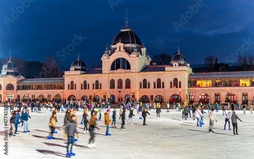 Canvas Print The biggest Ice rink in Budapest Hungary