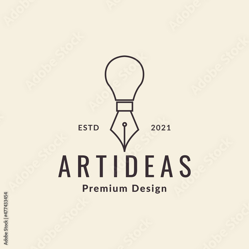 hipster pencil with bulb lamp light logo design vector graphic symbol icon sign illustration creative idea