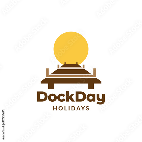 colorful dock with sunset logo design vector graphic symbol icon sign illustration creative idea
