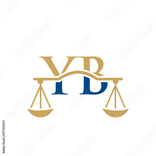 Law Firm Letter YB Logo Design. Lawyer, Justice, Law Attorney, Legal, Lawyer Service, Law Office, Scale, Law firm, Attorney Corporate Business YB Initial Letter Logo Template