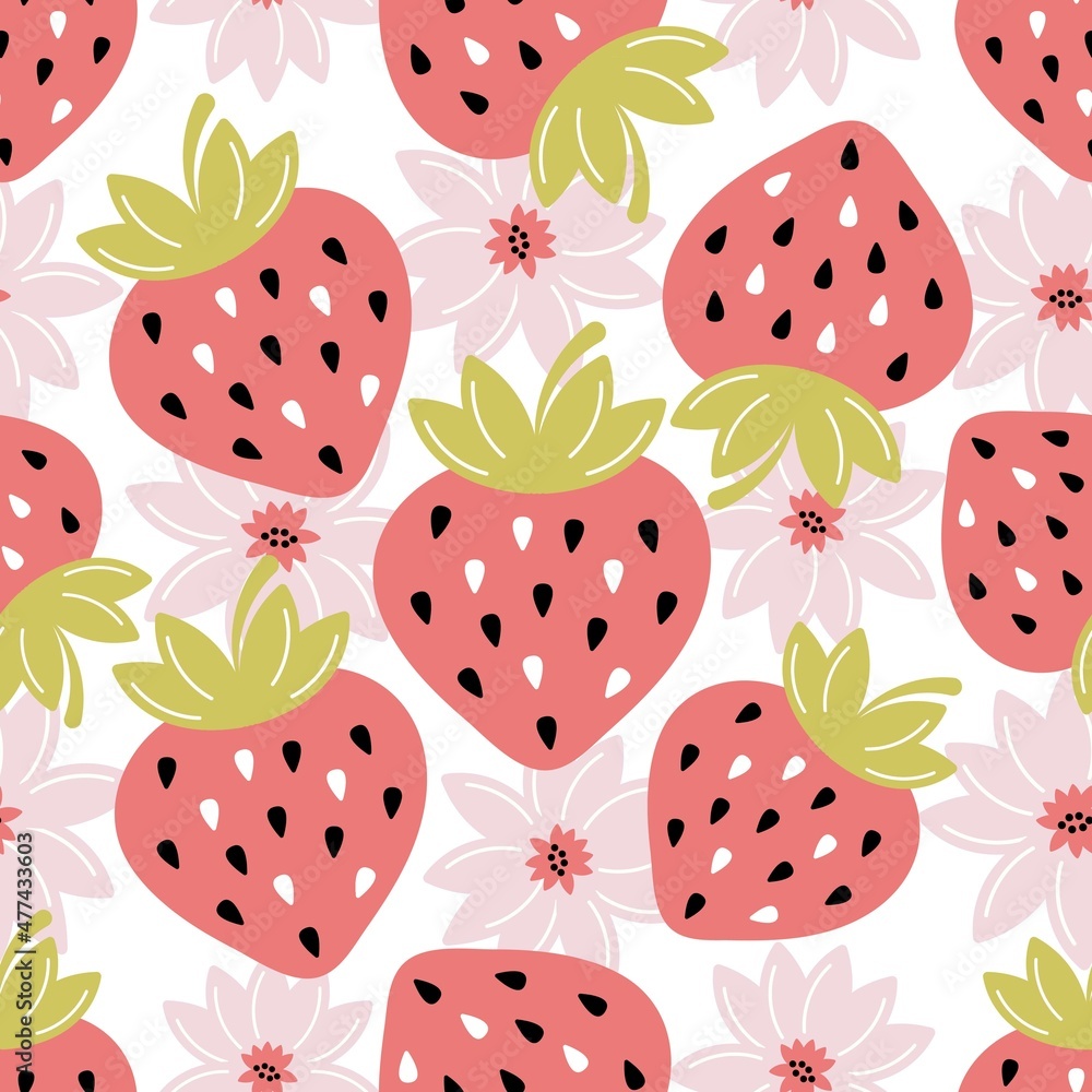 seamless pattern cute strawberry hand drawing seamless pattern cute strawberry hand drawing