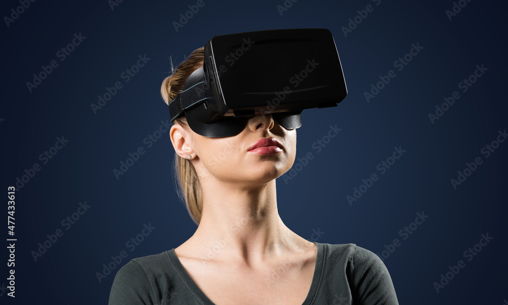 Young woman in VR glasses Young woman in VR glasses