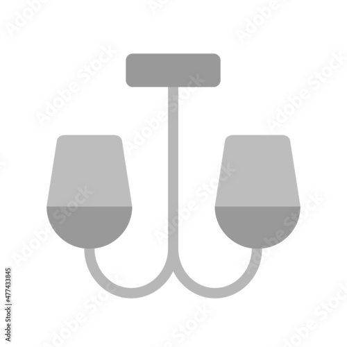 Chandilier Flat Grey Scale Vector Icon Design photo