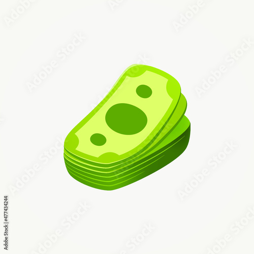 Isolated flat money icon for game, interface, sticker, app. The sign is made in a cartoon style with bright colors. The sprite can be used like a craft element
