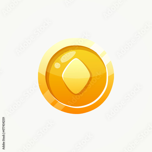 Isolated flat coin icon for game, interface, sticker, app. The sign is made in a cartoon style with bright colors. The sprite can be used like a craft element