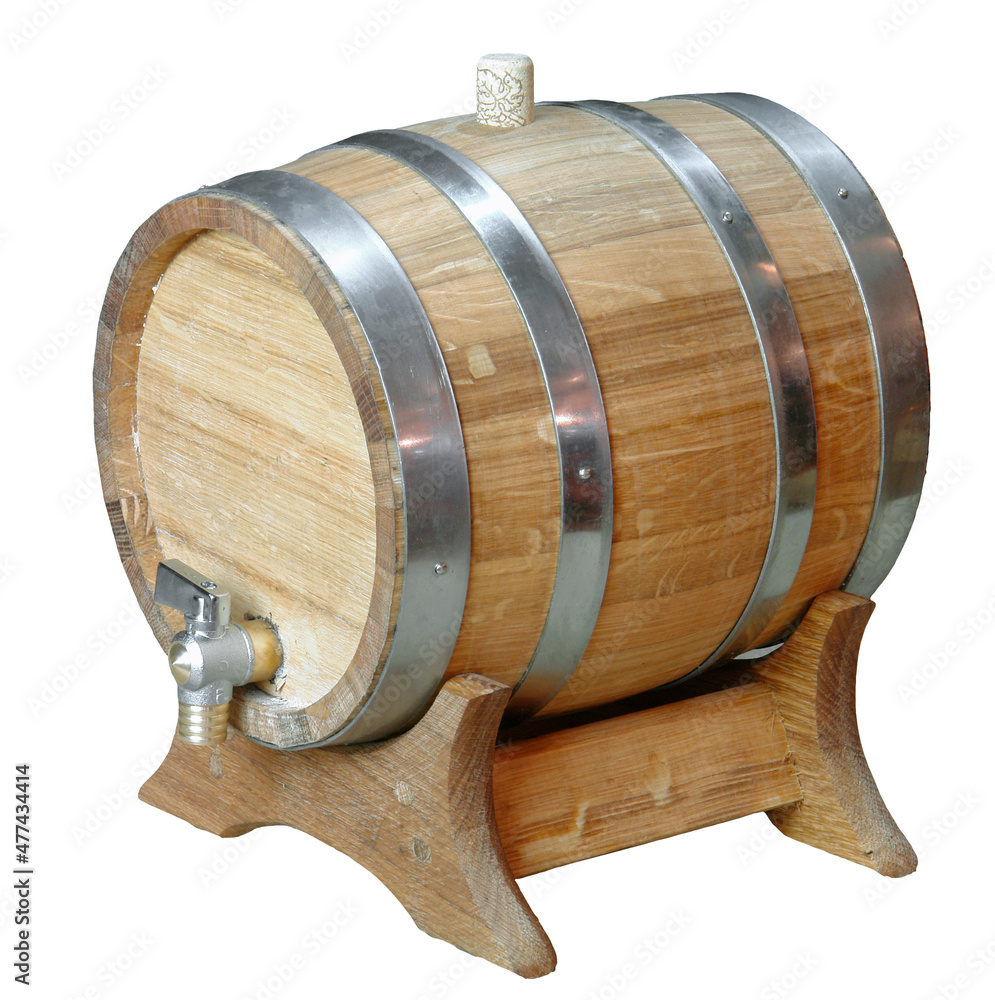 Wooden barrel on a white background