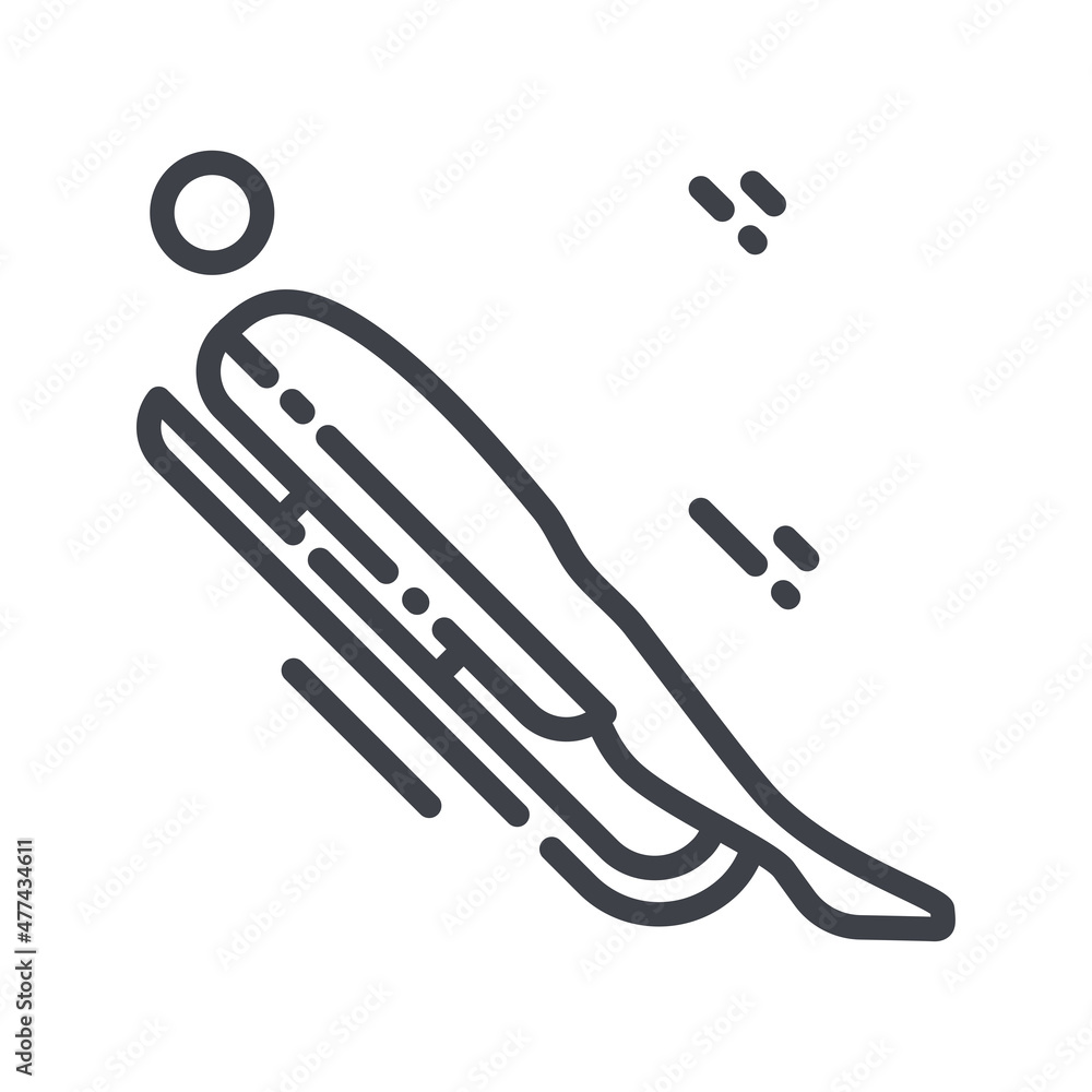 Luge vector line icon isolated on transparent background. Athlete side view. Winter sport Luge vector line icon isolated on transparent background. Athlete side view. Winter sport