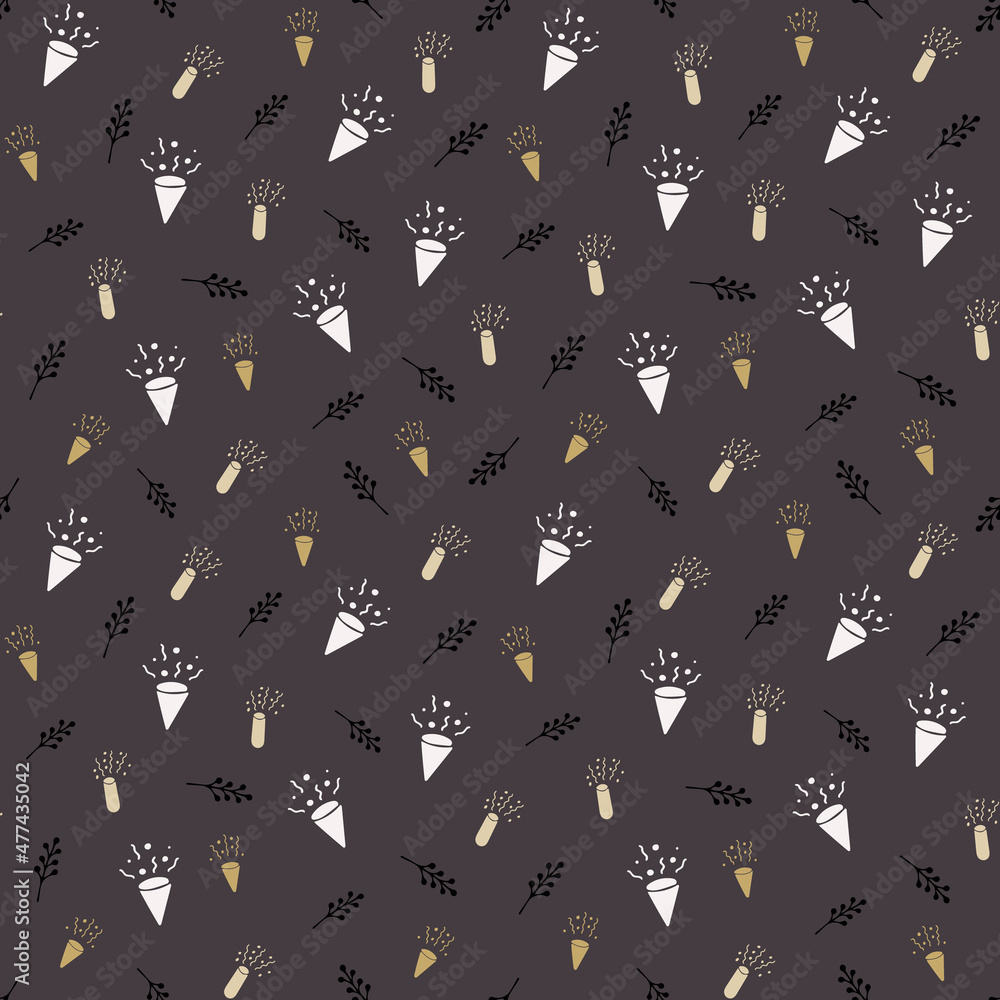 Christmas seamless pattern with isolated hand drawn elements Christmas seamless pattern with isolated hand drawn elements