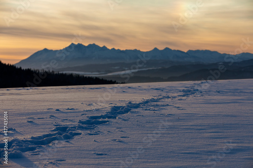 View of the winter mountains