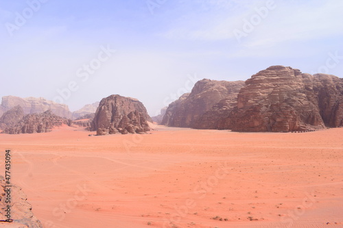 Red sand desert Wadi Rum in Jordan