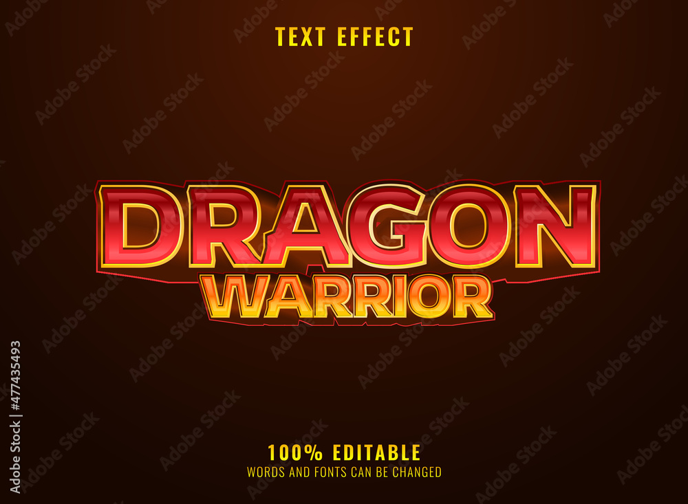 fantasy 3d golden red dragon warrior text effect