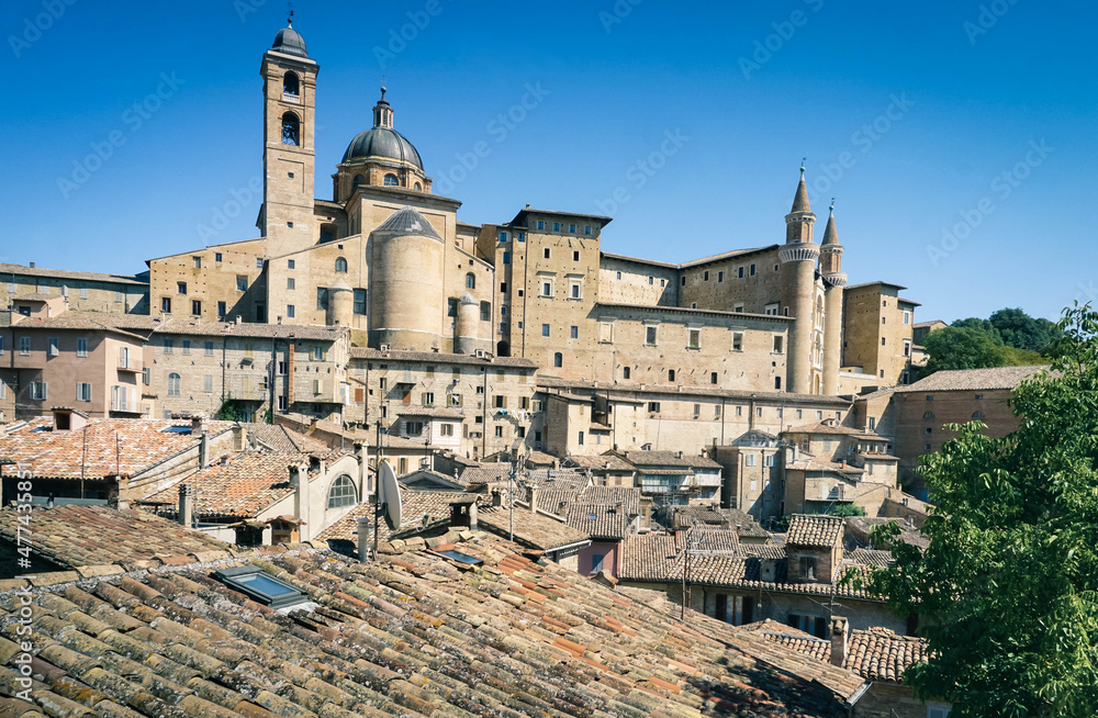 View of the castle and Cathedral in Urbino