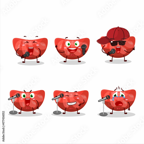 A Cute Cartoon design concept of red orange gummy candy singing a famous song