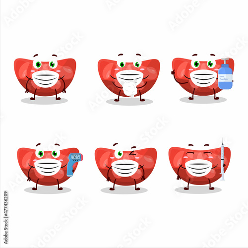 A picture of red orange gummy candy cartoon design style keep staying healthy during a pandemic
