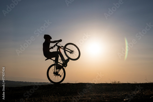 nature ride and adventure by bike at sunrise