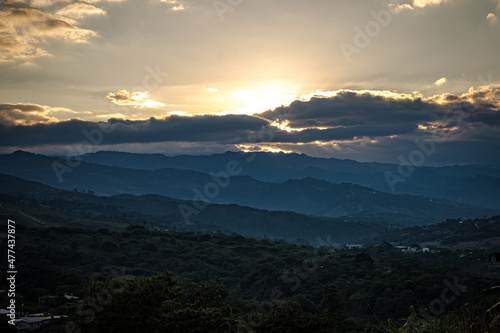 Sunset at road in Chiapas, Mexici