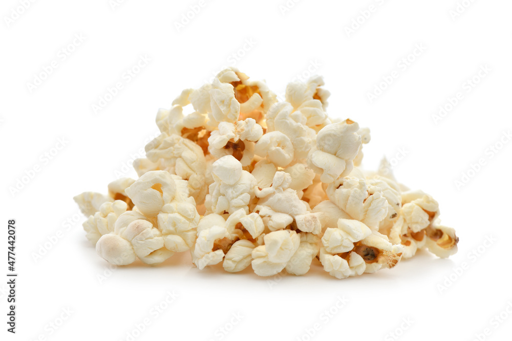 Heap of dried popcorn isolated on white background Heap of dried popcorn isolated on white background