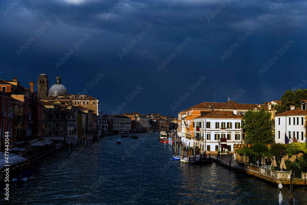 beautiful landscape of Venice in dramatic light on the historical buildings,   ,beautiful landscape photography of Venice , old historical buildings and churches in Italy  