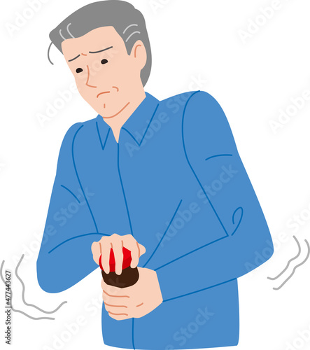 握力が弱り瓶の蓋が開かないサルコペニアが疑われるの高齢の男性