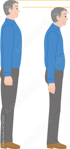 加齢により身長が縮んだのシニアの男性