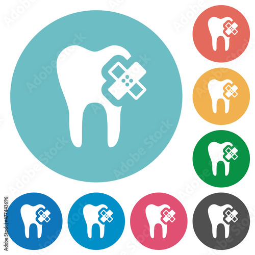 Dental care flat round icons