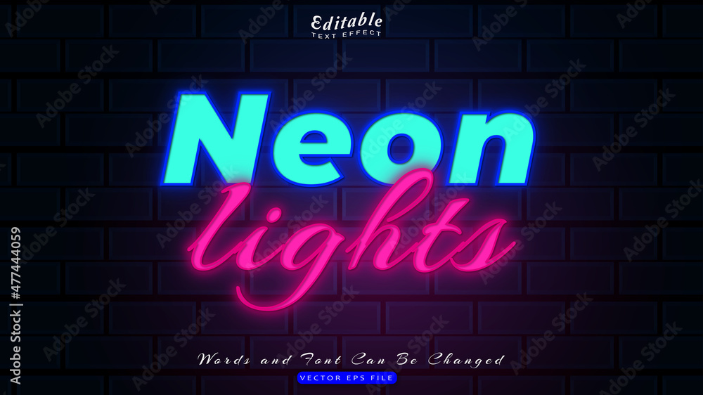 neon lights text effect
