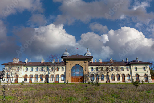 View of old historical train station building,  of Edirne, Turkey photo