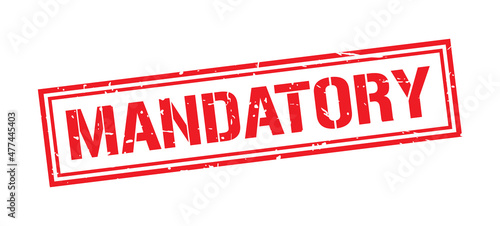Mandatory word stamp symbol isolated on white background. Grunge red rubber stamps sign.