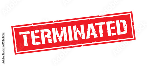 Grunge red terminated word square stamp sign isolated on white background